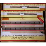 3 Hornby Hobbies BR Class 370 Advanced Passenger Train 2-Car Coach Packs: TS (R40011A). TU (