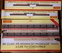 3 Hornby Hobbies BR Class 370 Advanced Passenger Train 2-Car Coach Packs: TS (R40011A). TU (