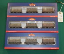 3x Bachmann Branch-Line Model Railways 7-Plank Wagons Coal Trader Triple Pack (Weathered). (37-