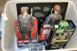 Quantity of modern issue Star Wars collectables. Including Large Boba Fett talking action figure,