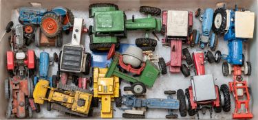 Quantity of Tractor models by various makers, Corgi, Matchbox, Dinky, Britains, Ertl, and others,