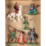 Britains Herald plastic Robin hood Figure, Bow detached, but present, Maid Marion in flowing red