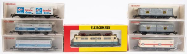 A Fleischmann DB HO gauge DB class 111 Bo-Bo Electric Locomotive, RN 111 205-1 (4348). In blue and