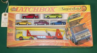 A Matchbox Superfast G-2 Car Transporter Superset. Comprising; 73c Mercury Station Wagon with lime