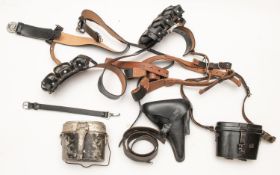 A quantity of replica Third Reich equipment, comprising: SS belt and triple pouches, SS officers