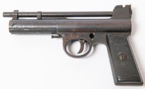 A .177" Webley Mark II (Target Model) air pistol, number 36822 (1930), front stripping only, with