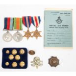 WWII group of four: 1939-45 star, F&G star, Defence and War, (un-named as issued) with RAF Service