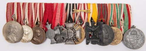 Austro Hungarian WWI group of eleven medals: Franz Joseph large and small silver Bravery medal,