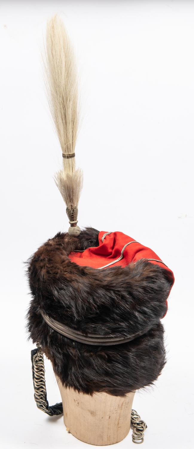 A good officer's sable busby of the West Somerset Yeomanry, c 1880, silver lace trimmed scarlet - Image 3 of 4