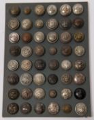 48 domed closed back buttons, mostly white metal, of Scottish Volunteers, including Lanarkshire