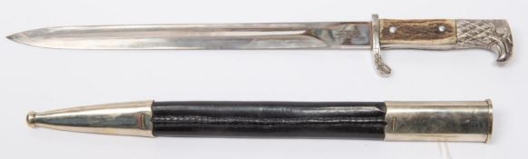 A Third Reich Police bayonet, plated blade by Weyersberg, Kirschbaum & Cie, Solingen, nickel