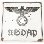A good original Third Reich NSDAP enamelled sign, 19¾" x 19¾", GC (some chips to enamel). £120-150