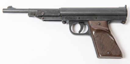 A .177" smooth bore West German "Record" model 1 break action air pistol, of mainly alloy and