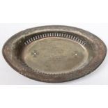 A Third Reich WM oval galleried mess tray, inscribed with presentation inscription. GC £150-175