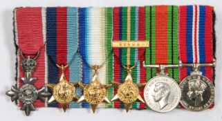 Miniature medals: Group of 6, MBE 2nd type civil, 1939-45 star, Atlantic star, Pacific star with