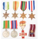 WWII medals: Atlantic star, Africa star, Pacific star, F&G star, Defence medal, War medal,;