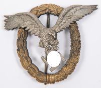 A Third Reich Luft pilots observers badge, gilt and silvered finish, makers name "P. Neybauer