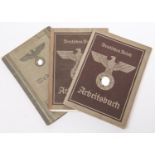 A Third Reich Wehrpass, two similar Arbeitsbuch, and a Dienstausweis. GC £30-50