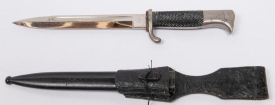 A Third Reich period German dress bayonet, by PS, Solingen, plated blade 7½", plated hilt with