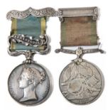 Pair: Crimea 1854, 1 clasp Sebastopol (engraved 1195 Serjt William Goddard L.T.C. naming worn/