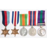 Five: 1939-45 star, F&G star, Defence, War, GSM 1918-62 1 clasp Palestine 1945-48 (Capt W J K