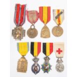 Belgium: Croix de Feu, Queen Elisabeth Medal, War Medal 1914-18, Victory medal with palm, Colonial