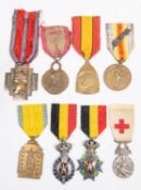 Belgium: Croix de Feu, Queen Elisabeth Medal, War Medal 1914-18, Victory medal with palm, Colonial