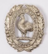 An OR's white metal glengarry badge of the 4th Aberdeenshire Rifle Volunteer Corps, 1880-1883.