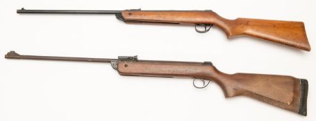 A .22" BSA Meteor break action air rifle, number TAC 1594, the beech stock with added brass sling