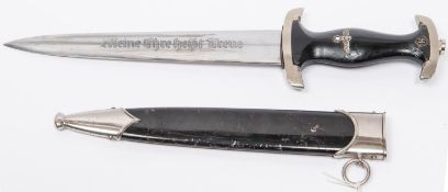 A Third Reich composite SS dagger, the polished blade devoid of maker's or proof marks, the hilt