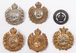 Five Royal Engineers OR's cap badges: Victorian; Edward VII (OR's, WM Volunteers, brass Militia);