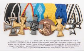 German WWI group of six medals: 1914 Iron Cross 2nd class, Mecklenburg Schwerin 1914 War Merit