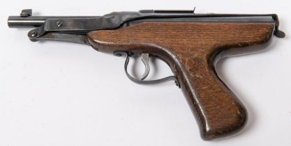 A .177" German Diana Mark IV top lever air pistol, with "Huntress" trade mark on the cocking lever