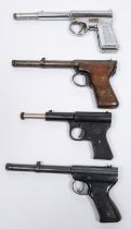 Four .177" pop out pistols: chrome plated all metal "Gat", by T.J.H. & Son, GC (some corrosion to