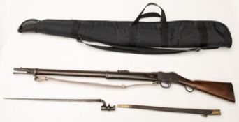 A .577/450" Martini Henry Mk I rifle upgraded to Mk II, 49½" overall, barrel 33½" marked near the