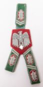 A good quality reproduction set of Third Reich belt hanging straps, in red and green cloth with