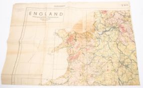 A large German WWII "Invasion" map of England, 54" x 36", "ENGLAND MILITAR GEOGRAPHISCHE