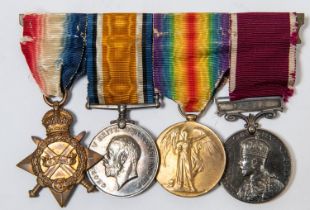 Four: 1914-15 star, BWM, Victory, Army LS & GC with India suspender (M2-105659 Sjt Maj A.V. Leech