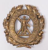 A brass cross belt badge of the 1st Aberdeenshire Rifle Volunteers, 1860-1879 (?), flat with 3 lugs.