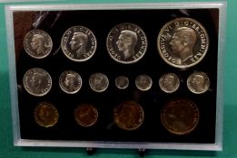 H.M. George VI 1937 Coronation coin set, re-issued in 2007 by the Royal Mint, comprising crown to