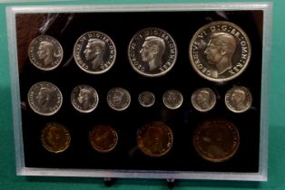 H.M. George VI 1937 Coronation coin set, re-issued in 2007 by the Royal Mint, comprising crown to