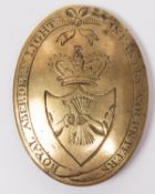 A scarce Georgian brass oval shoulder belt plate of the Royal Aberdeen Light Infantry Volunteers,
