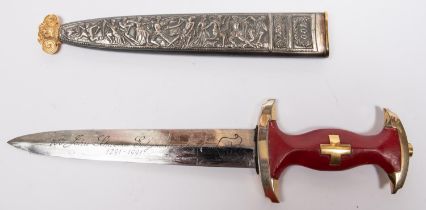 A Swiss commemorative "Holbein" dagger, the 8½" blade etched "700 Jahre Schweizer Eidgenossenschaft"