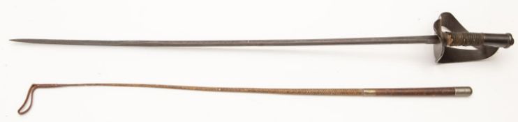 A mid 19th century German cavalry trooper's sword, QGC (worn and lightly pitted overall); and a