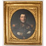 A large oil on canvas portrait of Vice Admiral Thomasset, French Navy c 1882, artist unknown, in