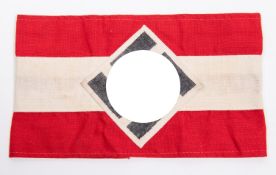 A Hitler Youth linen armband, with applied printed swastika. GC £50-80
