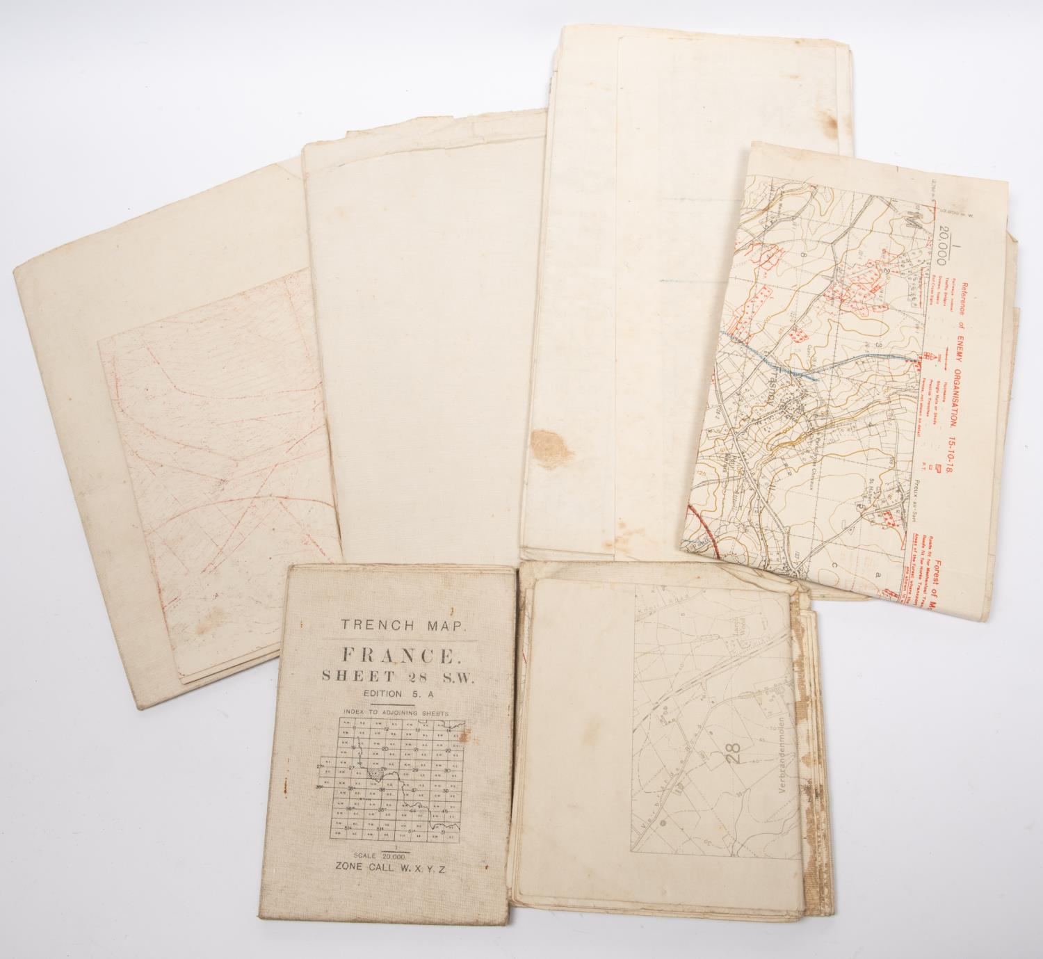 A WWI trench map Richebourg, 1-10000, dated 8.8.16; 6 WWI dated maps of the front line: Belgium, - Image 2 of 2