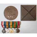 WWI Memorial plaque to Charles Scudamore, EF, in its hard card "envelope". Pte C Sudamore, M/