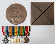WWI Memorial plaque to Charles Scudamore, EF, in its hard card "envelope". Pte C Sudamore, M/