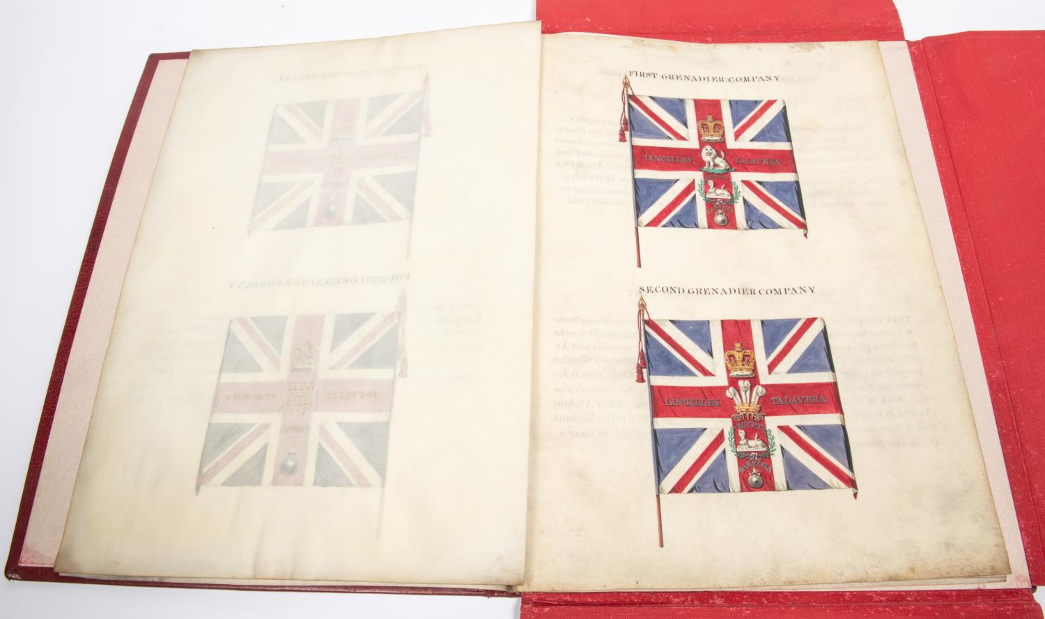 A set of early 19th century paintings on parchment of the Colours of the Grenadier Guards, being the - Image 3 of 3